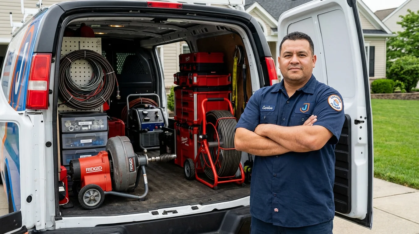 Professional drain cleaning equipment and Johns Plumbing LLC plumber in Carbon Hill