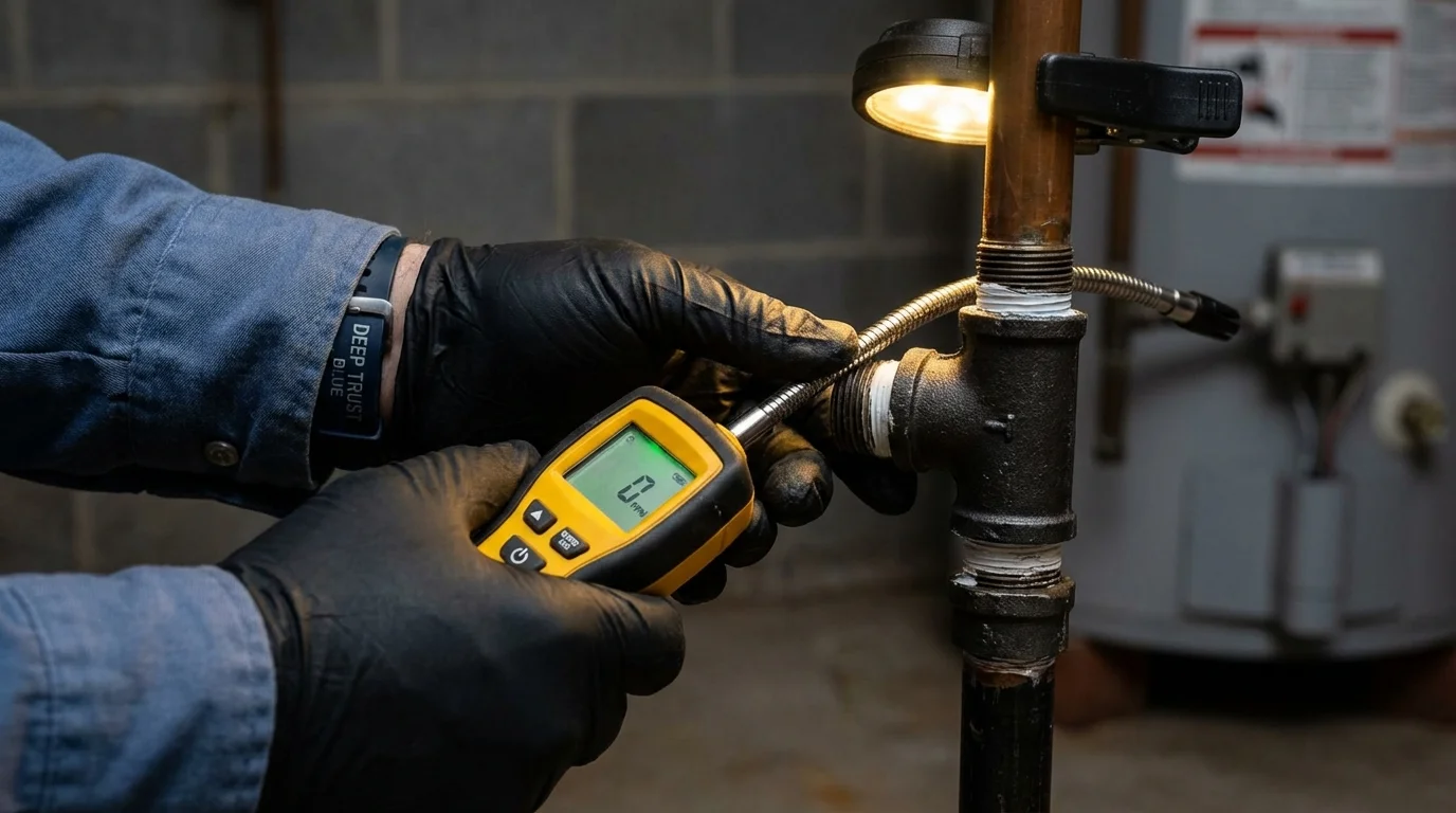 Gas leak detection with electronic sniffer by Johns Plumbing LLC in Carbon Hill