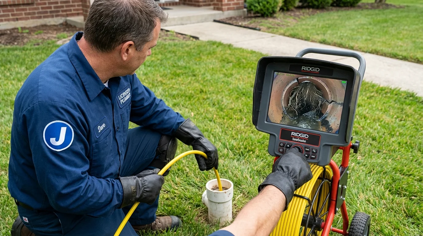 Sewer camera inspection being performed by Johns Plumbing LLC in Carbon Hill