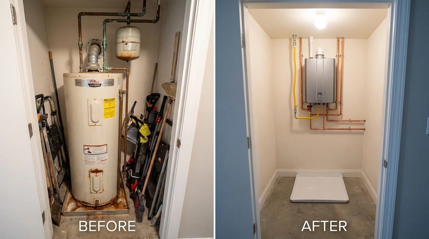 Tank water heater versus wall-mounted tankless unit comparison for Carbon Hill, AL homeowners